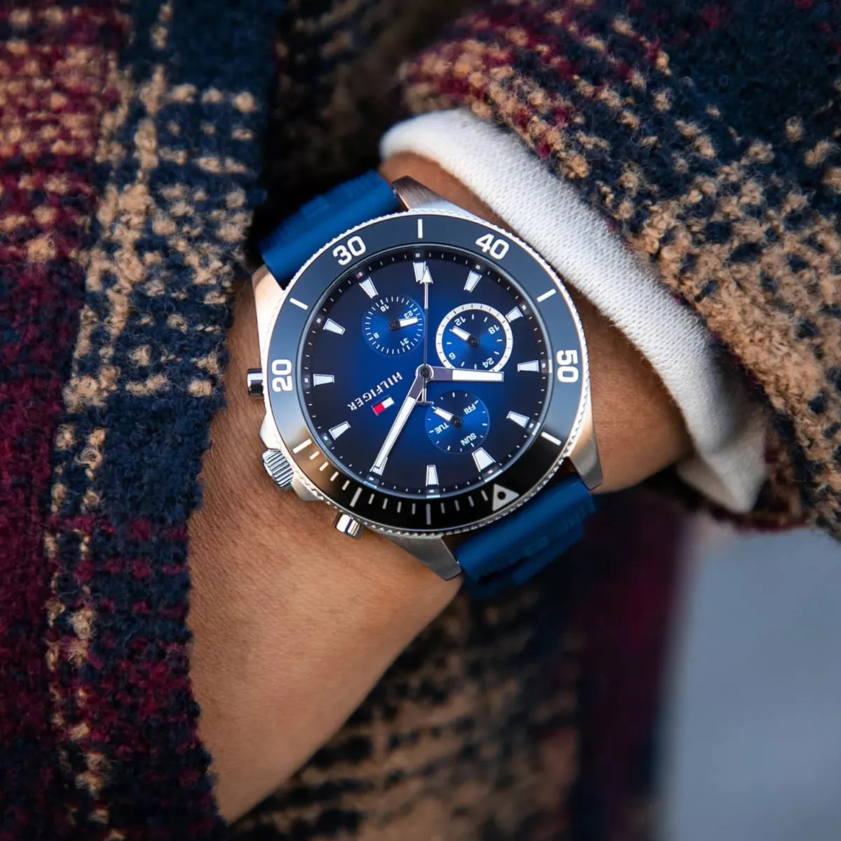 Tommy Hilfiger Blue Silicone Multi-function Men's Watch - 1791920